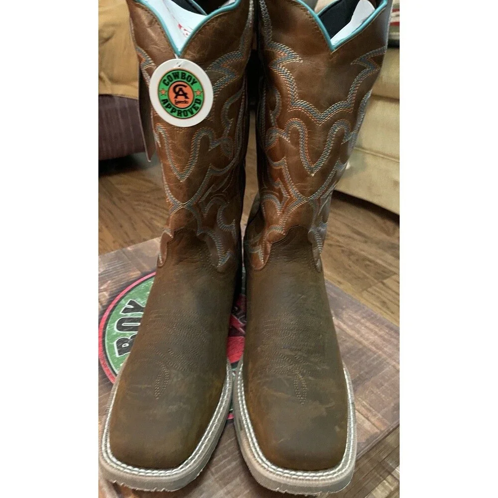 Laredo Men's Odie Dark Brown & Tan Size 10.5D Square Toe Boots 7961 NEW IN BOX